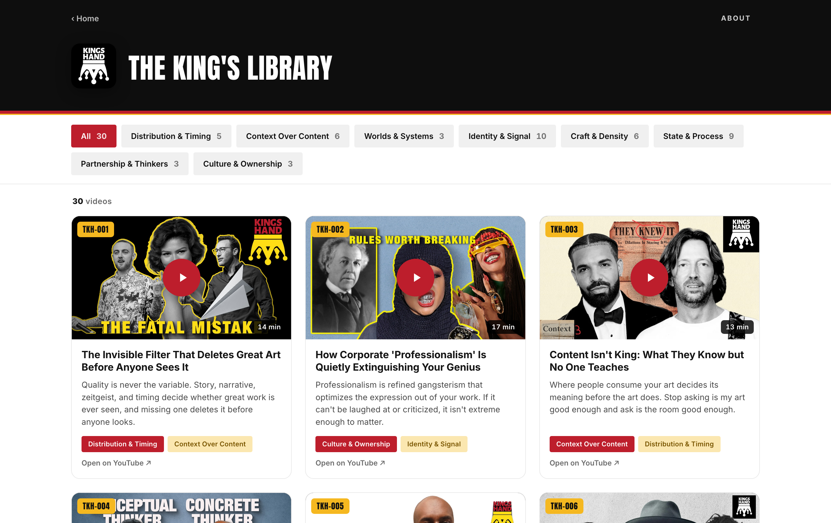 The Library page